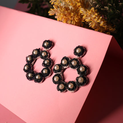 Pearls bloom hoops