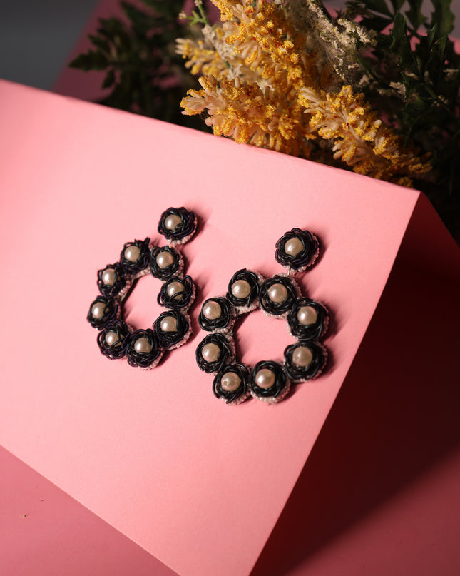 Pearls bloom hoops